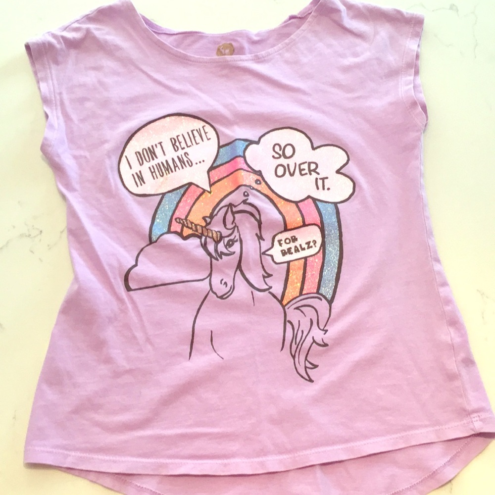 Purple unicorn tee shirt